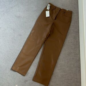 Aritzia brown leather pants NWTS